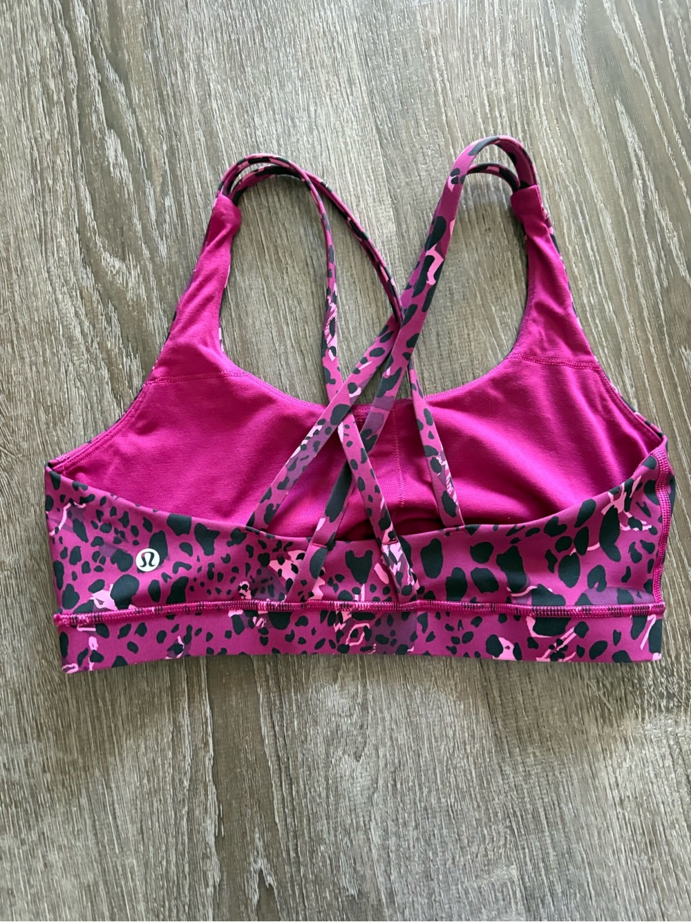 Lululemon Magenta & Black Leopard Print Energy Bra - Picture 2 of 2